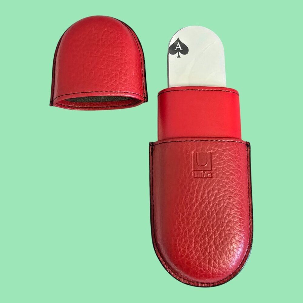 NEW Sealed! Umbra Ante Lux Oval Playing Cards w/ Red Leather Case Travel Deck